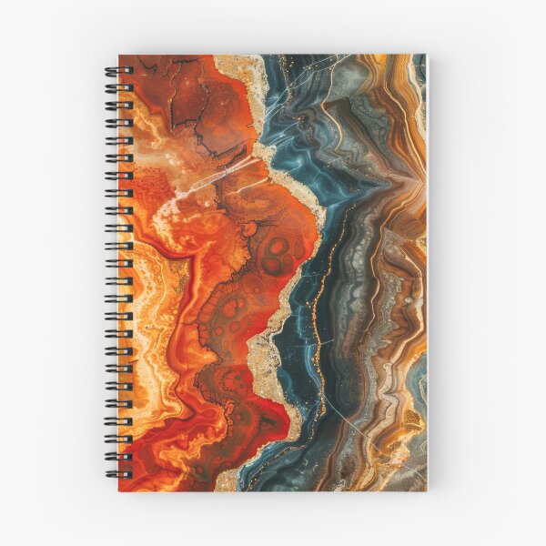 Item preview, Fiery Orange and Blue Geode Abstract – Resin Agate Art designed and sold by LunarRavenWolf.