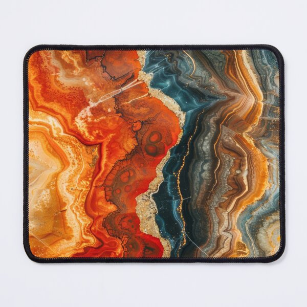 Item preview, Fiery Orange and Blue Geode Abstract – Resin Agate Art designed and sold by LunarRavenWolf.
