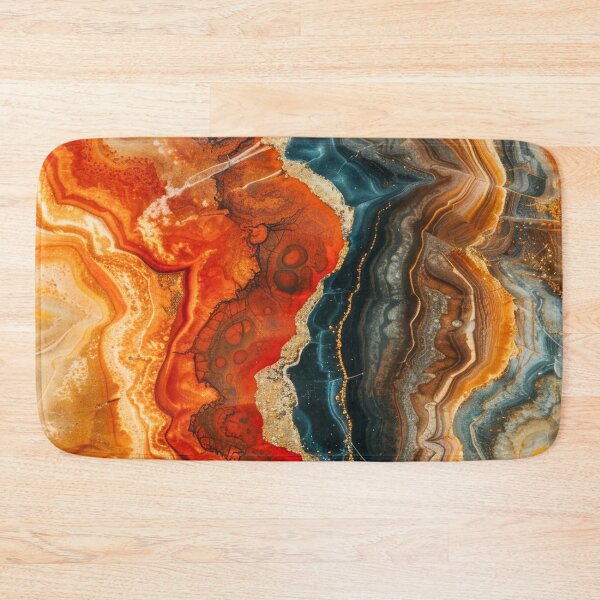Item preview, Fiery Orange and Blue Geode Abstract – Resin Agate Art designed and sold by LunarRavenWolf.
