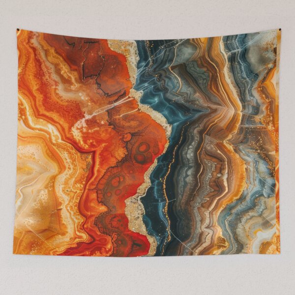 Item preview, Fiery Orange and Blue Geode Abstract – Resin Agate Art designed and sold by LunarRavenWolf.