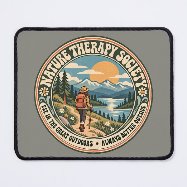 Item preview, Nature Therapy Society – Vintage Hiking Adventure Badge (Female) designed and sold by NomadIdeasCo.