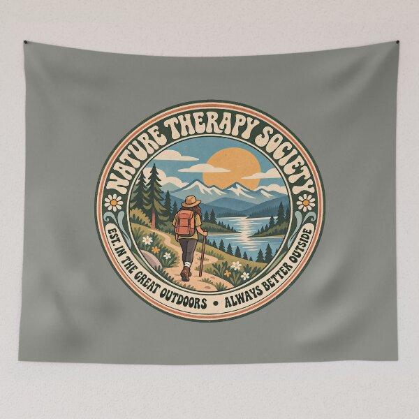 Item preview, Nature Therapy Society – Vintage Hiking Adventure Badge (Female) designed and sold by NomadIdeasCo.