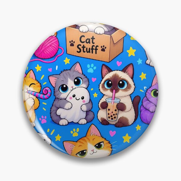 Item preview, Playful Colorful Cats – Cute Kawaii Cat Adventures Pattern designed and sold by IMuDesigner.