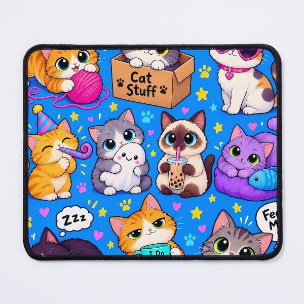 Item preview, Playful Colorful Cats – Cute Kawaii Cat Adventures Pattern designed and sold by IMuDesigner.