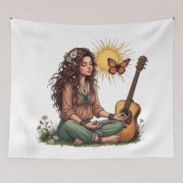 Item preview, "The Aura of the 70s: Portrait of a Hippie Woman" designed and sold by CHRIST5000.