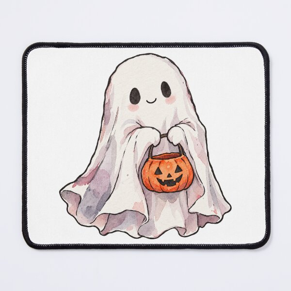 Item preview, Cute Little Halloween Ghost with Pumpkin Candy Bucket designed and sold by Jessie's Palette.