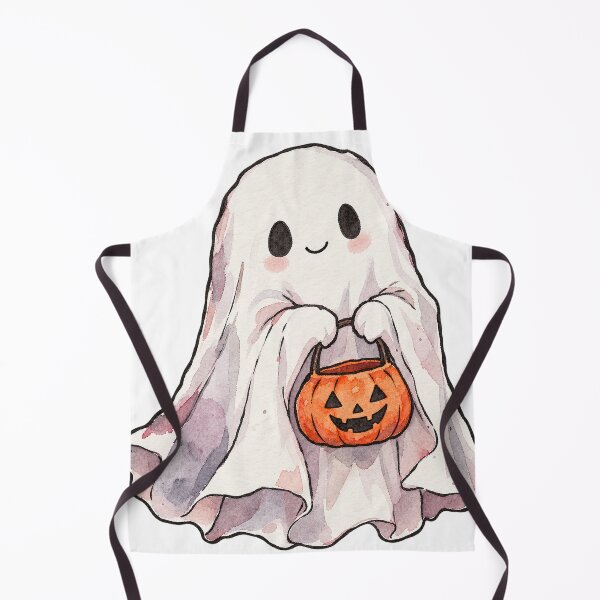 Item preview, Cute Little Halloween Ghost with Pumpkin Candy Bucket designed and sold by Jessie's Palette.