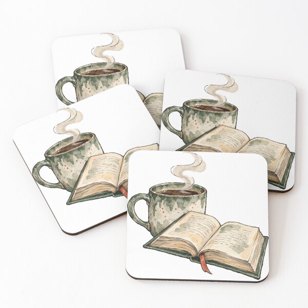 Item preview, Vintage Books and Steaming Coffee Mug Watercolor designed and sold by Jessie's Palette.