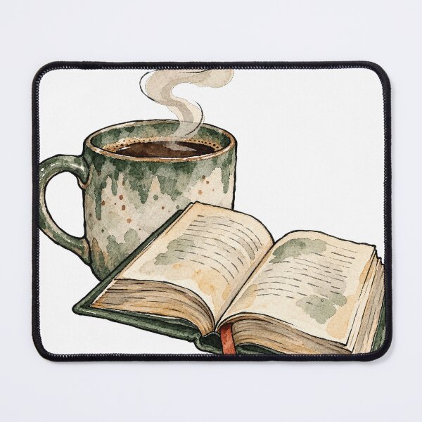 Item preview, Vintage Books and Steaming Coffee Mug Watercolor designed and sold by Jessie's Palette.