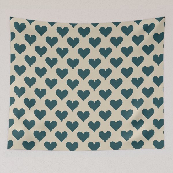 Item preview, Large Dark Teal Heart Suit Pattern Vintage Card Style designed and sold by DColourMuse.