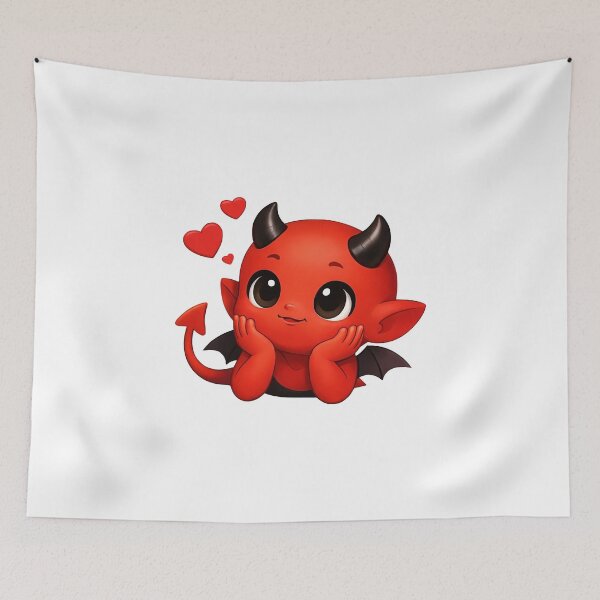 Item preview, Cute Dreamy Devil Kid Baby with Dancing Hearts Shapes Mania designed and sold by Shapes-Mania.