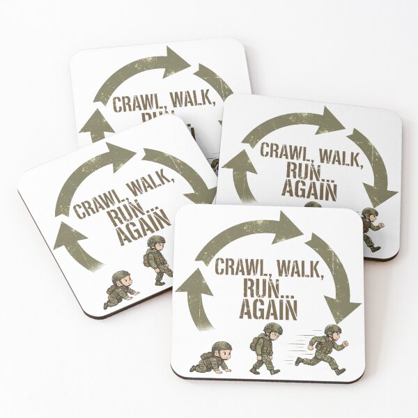 Item preview, Crawl Walk Run Again | Funny Army Training Meme Design designed and sold by Aztlán Grunts Co..