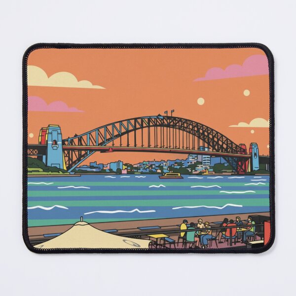 Item preview, Sydney Harbour Bridge from Opera Bar Colorful Pop Art Travel Poster designed and sold by EllDAV777.