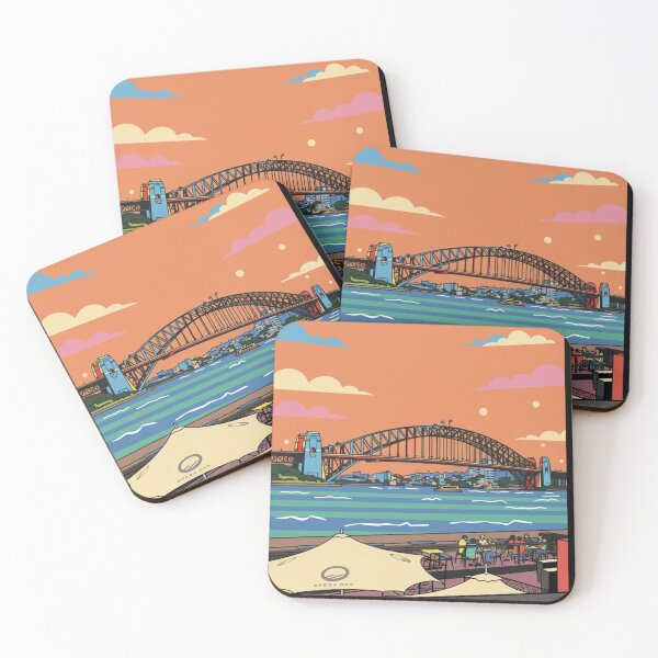 Item preview, Sydney Harbour Bridge from Opera Bar Colorful Pop Art Travel Poster designed and sold by EllDAV777.
