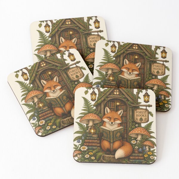 Item preview, Woodland Fox Bookworm – Enchanted Forest Library designed and sold by Origamoart.