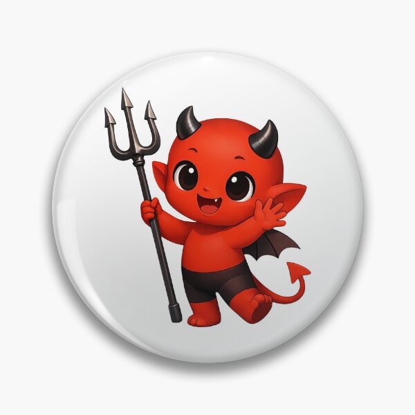 Item preview, Cheerful Red Baby Devil with Trident Shapes Mania designed and sold by Shapes-Mania.