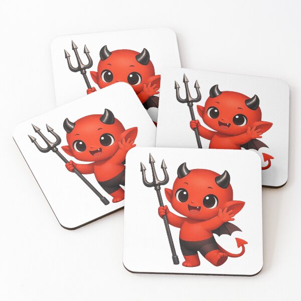 Item preview, Cheerful Red Baby Devil with Trident Shapes Mania designed and sold by Shapes-Mania.