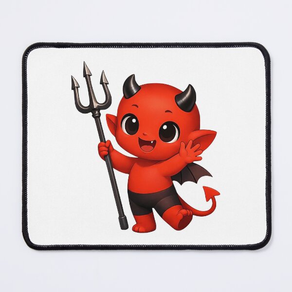 Item preview, Cheerful Red Baby Devil with Trident Shapes Mania designed and sold by Shapes-Mania.