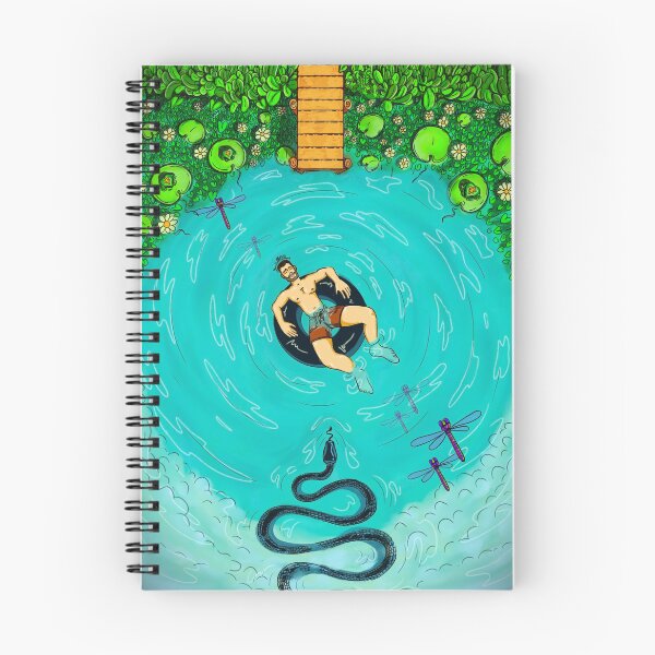 Item preview, Man Relaxing in Lake with Snake: Summer Lake Life Silhouette and Dragonfly Nature Art Poster designed and sold by benja-08.
