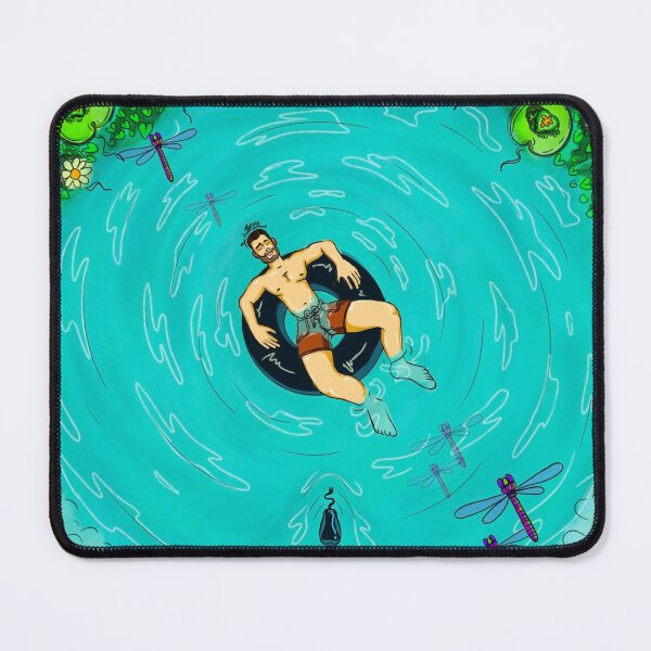 Item preview, Man Relaxing in Lake with Snake: Summer Lake Life Silhouette and Dragonfly Nature Art Poster designed and sold by benja-08.
