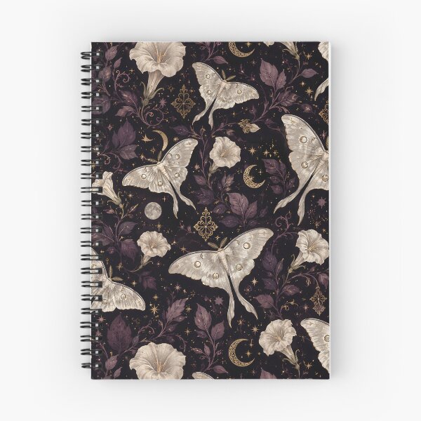 Item preview, Celestial Luna Moth and Moonflower Pattern – Gothic Botanical Night Art designed and sold by LunarRavenWolf.