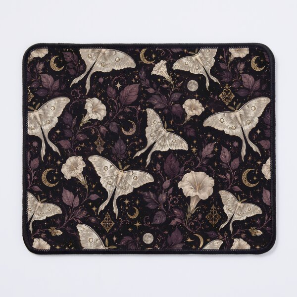 Item preview, Celestial Luna Moth and Moonflower Pattern – Gothic Botanical Night Art designed and sold by LunarRavenWolf.