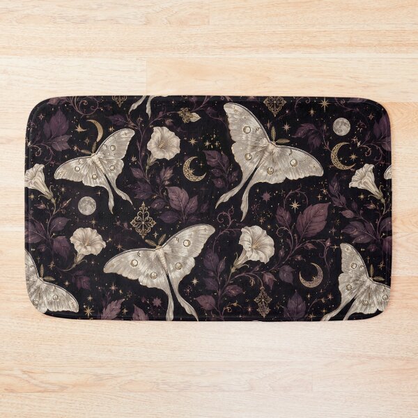 Item preview, Celestial Luna Moth and Moonflower Pattern – Gothic Botanical Night Art designed and sold by LunarRavenWolf.