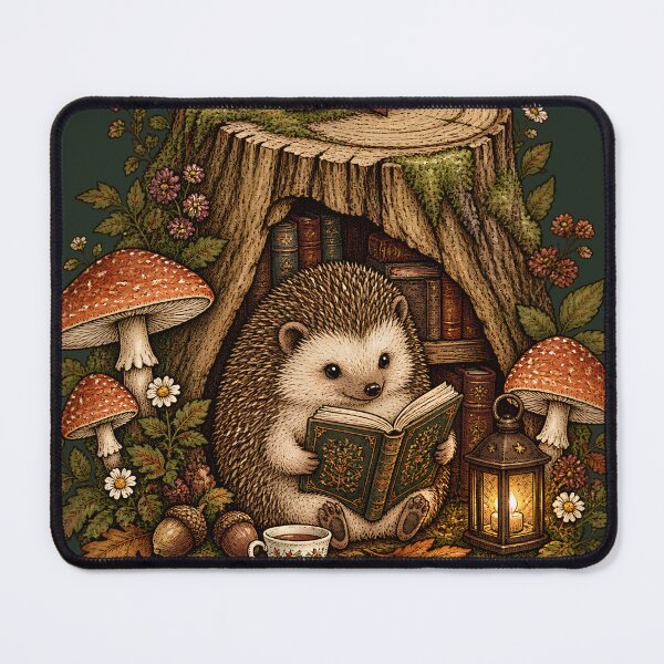 Item preview, Woodland Hedgehog Reading Club – Cozy Forest Book Lover Design designed and sold by Origamoart.