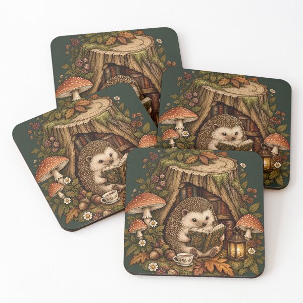 Item preview, Woodland Hedgehog Reading Club – Cozy Forest Book Lover Design designed and sold by Origamoart.