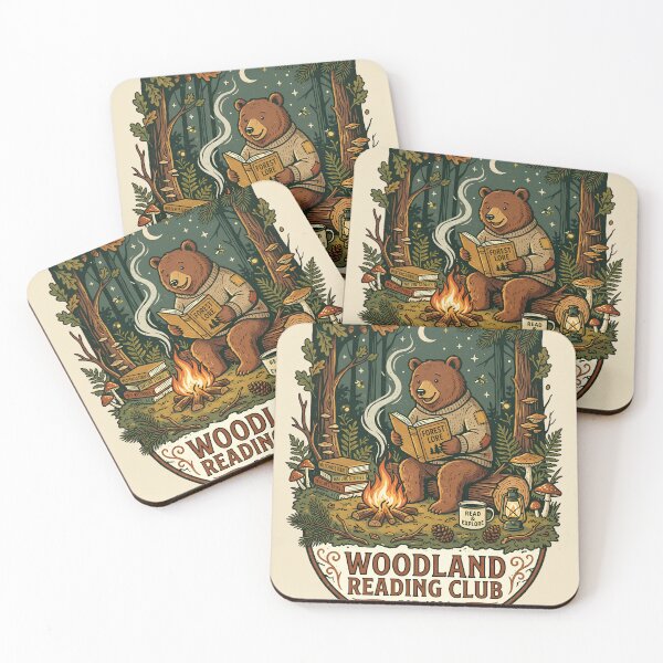 Item preview, Woodland Reading Club Bear – Forest Book Lover Campfire Design designed and sold by Origamoart.