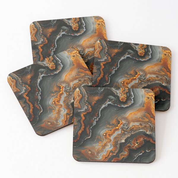 Item preview, Abstract Black and Copper Geode – Agate Resin Art designed and sold by LunarRavenWolf.