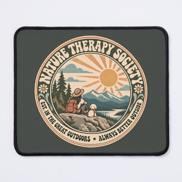 Item preview, Nature Therapy Society – Vintage Hiking Dog Buddy Adventure Badge designed and sold by NomadIdeasCo.