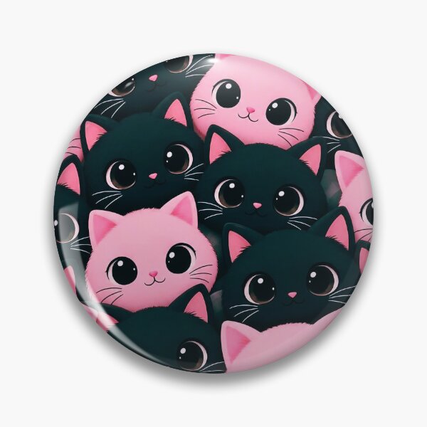 Item preview, Cute Pink & Black Cats Pattern – Kawaii Big Eyes Kitty Design designed and sold by IMuDesigner.