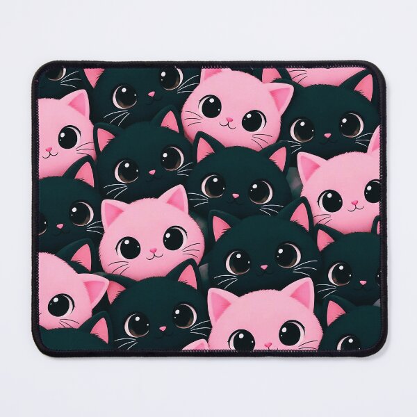 Item preview, Cute Pink & Black Cats Pattern – Kawaii Big Eyes Kitty Design designed and sold by IMuDesigner.