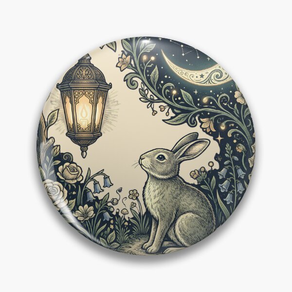 Item preview, Moonlit Woodland Rabbit – Vintage Magical Night Forest Design designed and sold by Origamoart.