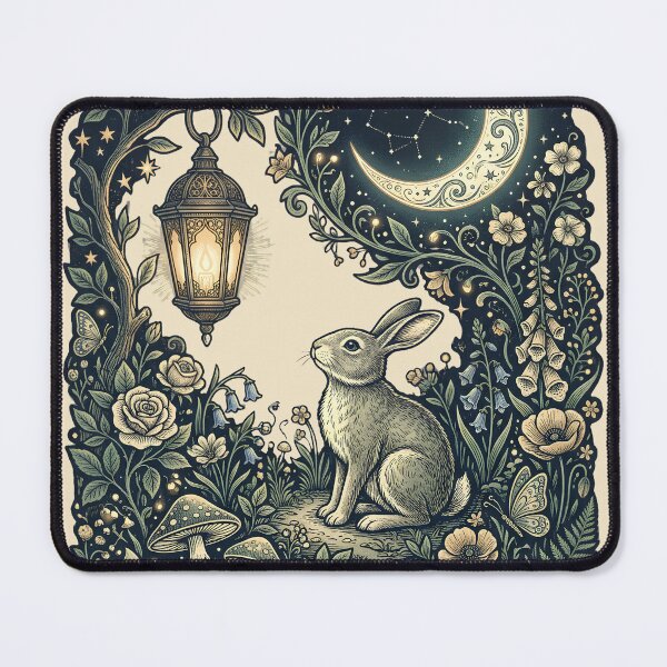 Item preview, Moonlit Woodland Rabbit – Vintage Magical Night Forest Design designed and sold by Origamoart.