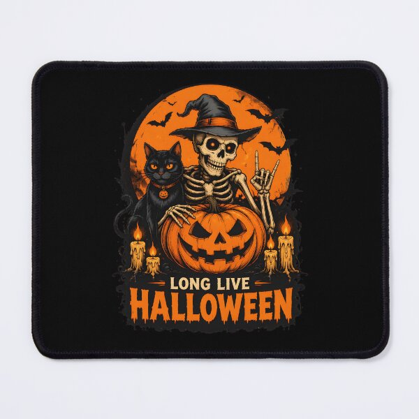 Item preview, Long Live Halloween Skeleton Black Cat Pumpkin Vintage Halloween designed and sold by Beanimilki.