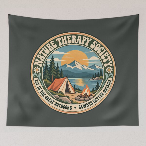 Item preview, Nature Therapy Society – Vintage Hippie Camping Badge designed and sold by NomadIdeasCo.