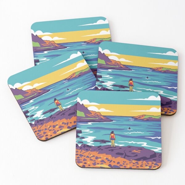 Item preview, Bushrangers Bay Shellharbour NSW Australia Retro Landscape designed and sold by EllDAV777.