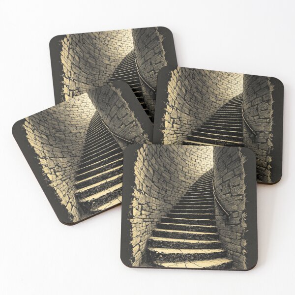 Item preview, Spiral Stone Stair Vintage Engraving, Gothic Art designed and sold by GildedFolio.