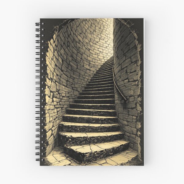 Item preview, Spiral Stone Stair Vintage Engraving, Gothic Art designed and sold by GildedFolio.