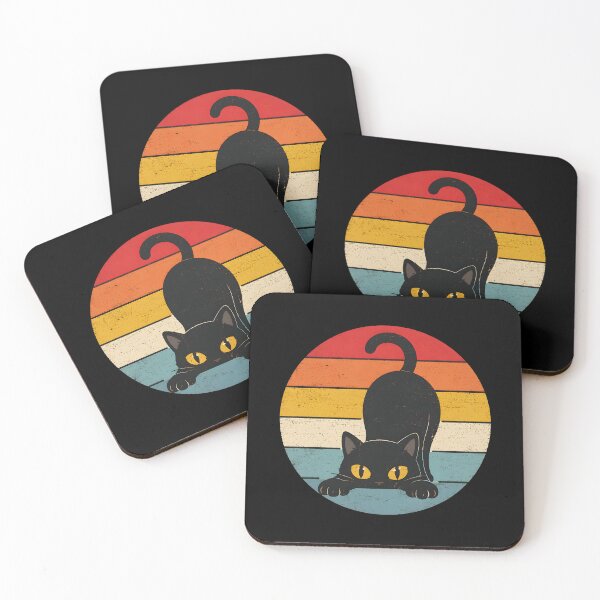Item preview, Retro Black Cat Vintage Sunset Groovy Cat designed and sold by Beanimilki.