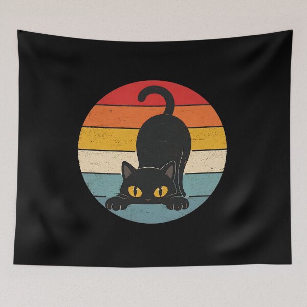 Item preview, Retro Black Cat Vintage Sunset Groovy Cat designed and sold by Beanimilki.