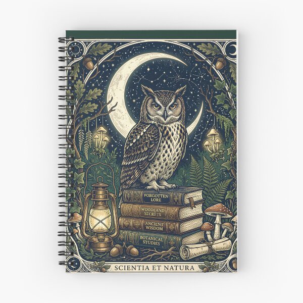 Item preview, Moonlit Owl & Ancient Wisdom – Vintage Woodland Bookish Design designed and sold by Origamoart.