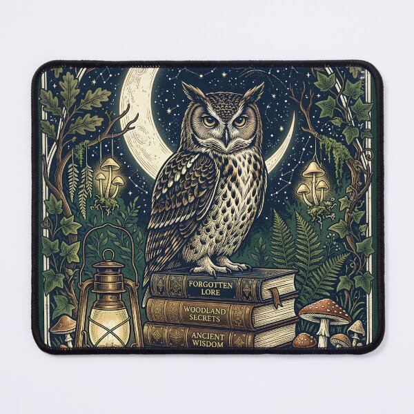 Item preview, Moonlit Owl & Ancient Wisdom – Vintage Woodland Bookish Design designed and sold by Origamoart.