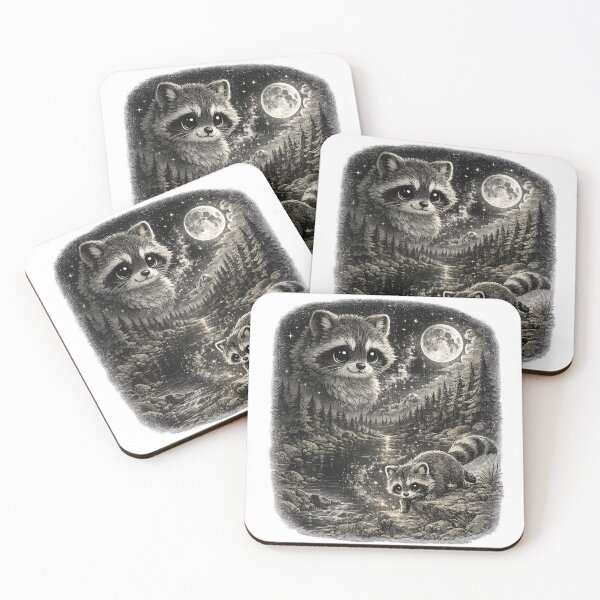 Item preview, Raccoon Howling at Moon 90's Retro designed and sold by QuiteOrbit.