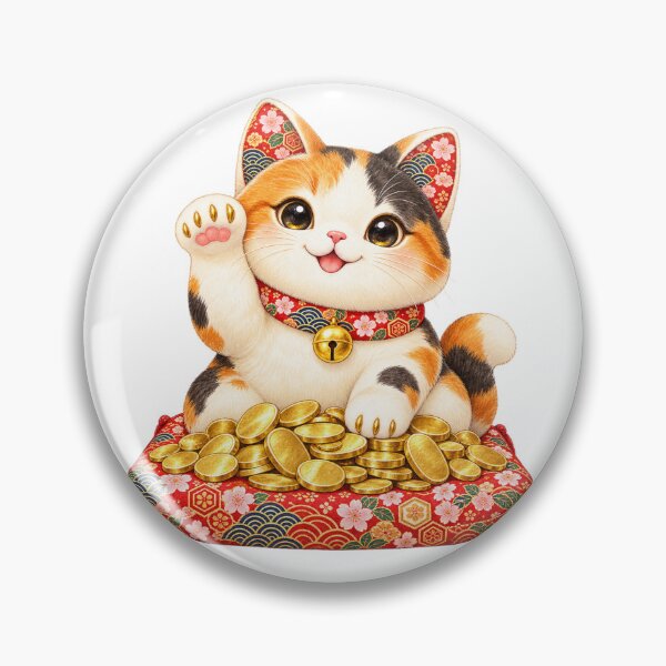 Item preview, Lucky Beckoning Cat Maneki Neko - Japanese Good Fortune Wealth Art designed and sold by japan-picto.