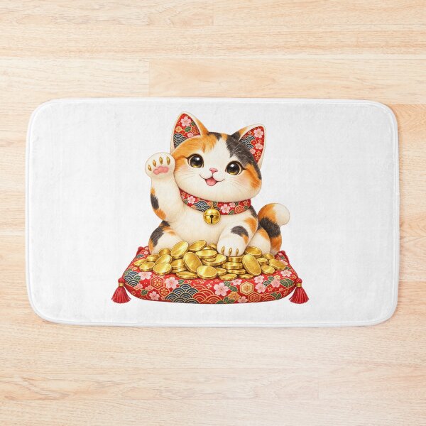 Item preview, Lucky Beckoning Cat Maneki Neko - Japanese Good Fortune Wealth Art designed and sold by japan-picto.