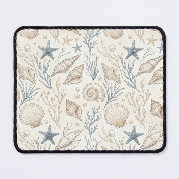 Item preview, Elegant Luxury Coastal Seashells Pearls Seamless Pattern designed and sold by ShivCraftStudio.