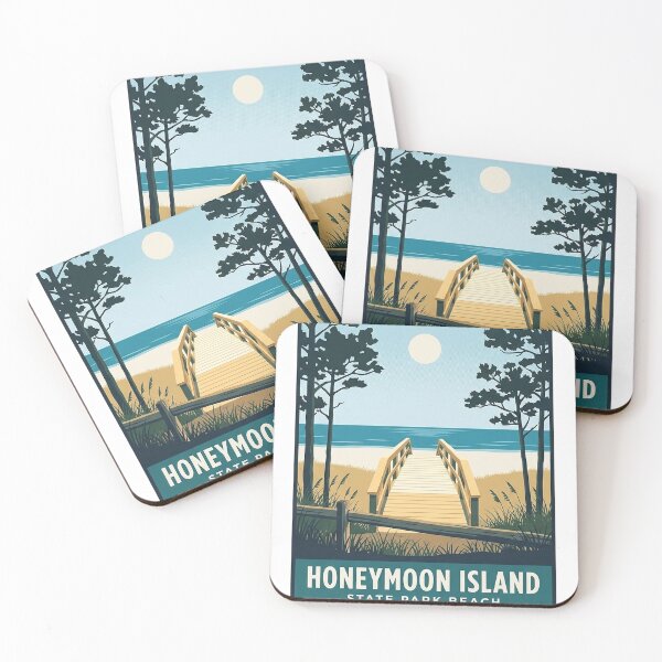 Item preview, Honeymoon Island Beach Boardwalk Midday Vintage Poster Sticker designed and sold by DetourDgn.